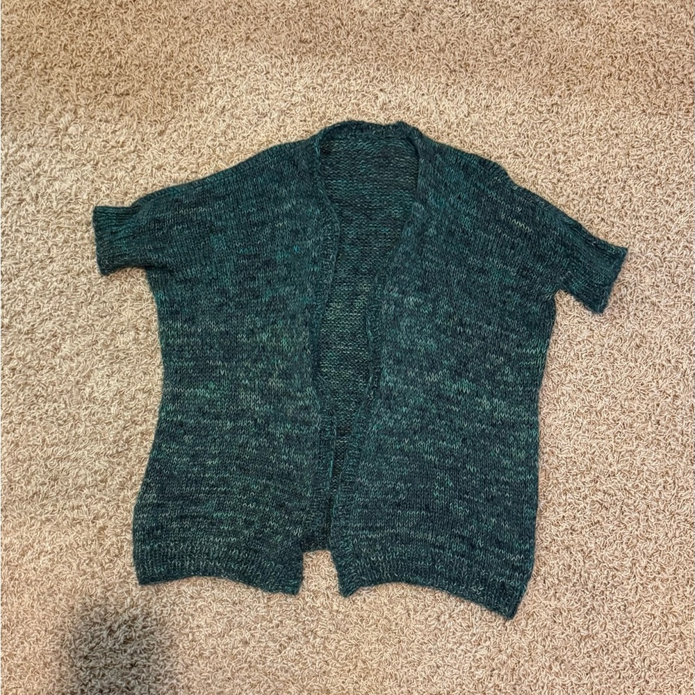 Green Knit Open Cardigan